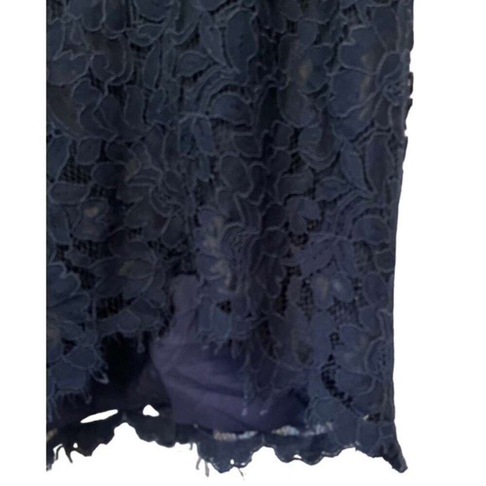 NWT ELIZA J | Navy Lace Frayed Floral Sleeveless V Neck Formal Hi-Lo Dress 8 - Picture 11 of 15